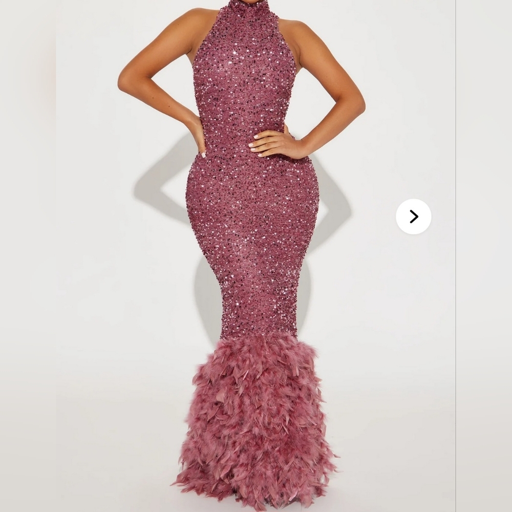 Stunning Sequin and Feather Gown